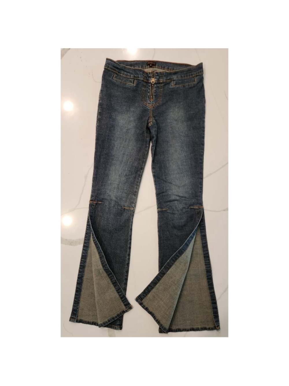 Lucky Brand Jeans Women's Size 6 Blue Flare Bootcut Denim Pants Side Slit Hem